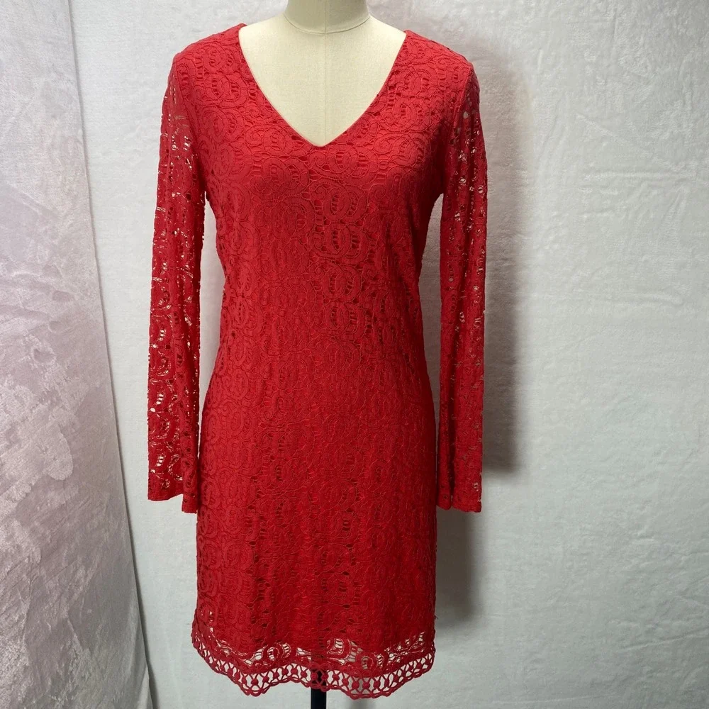 red lace valentines dress Elegant Plus Size Red Dress with Lace Trim and Ruffle Hem for Valentine's  Day and Date Night